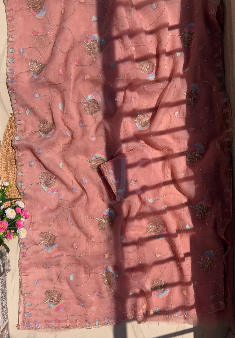 Jk 489 Chiffon With Sequence Work Saree